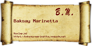 Baksay Marinetta névjegykártya
